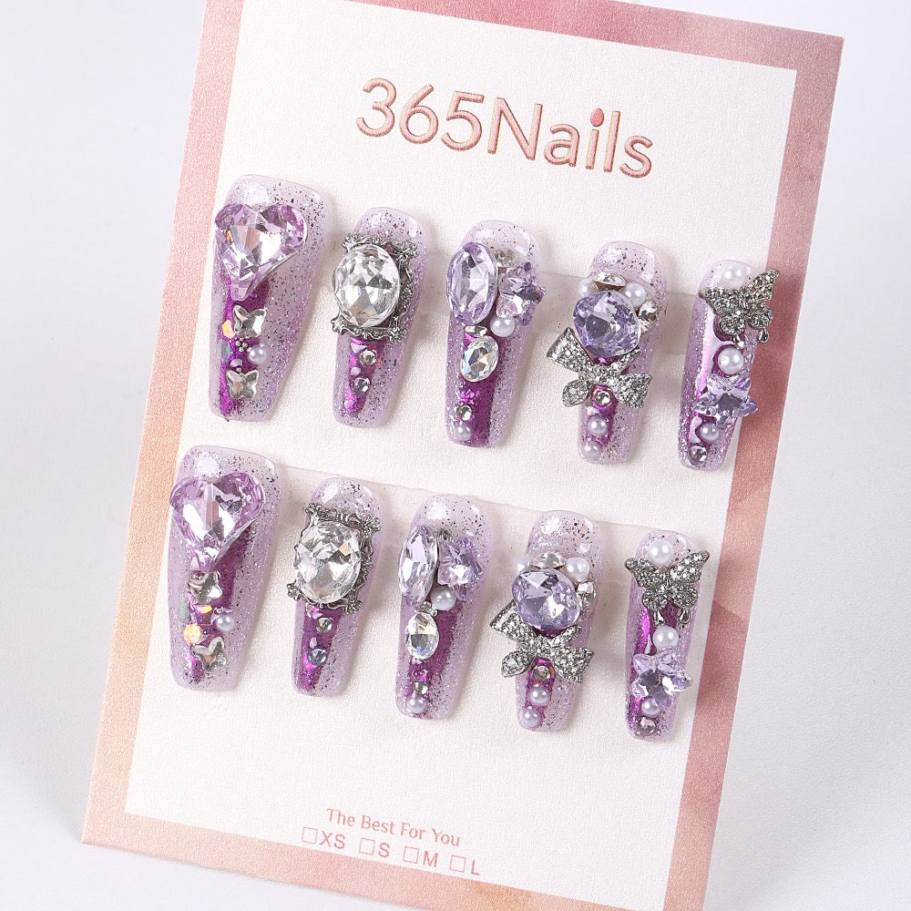 365Nails Amethyst Princess Luxury Short Tips
