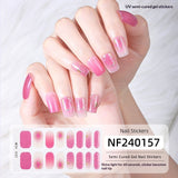 Semi-Cured Gel Nail Strips Summer Floral 3D Foil Pink Glossy Set (MOQ=3)