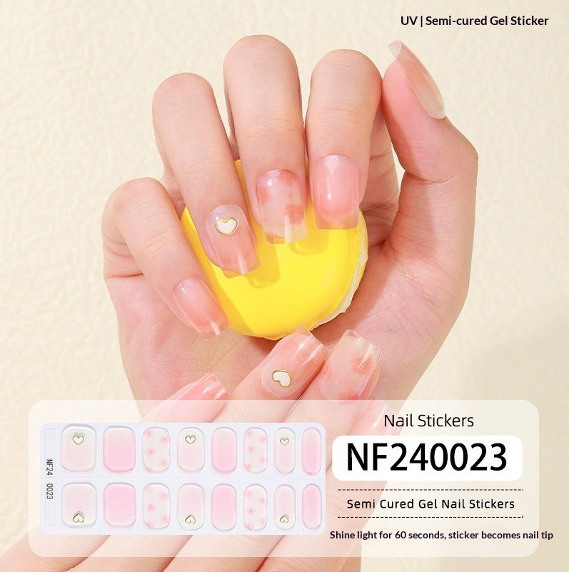 Semi-Cured Gel Nail Strips 3D Foil Gold Elegant Glossy Design (MOQ=3)