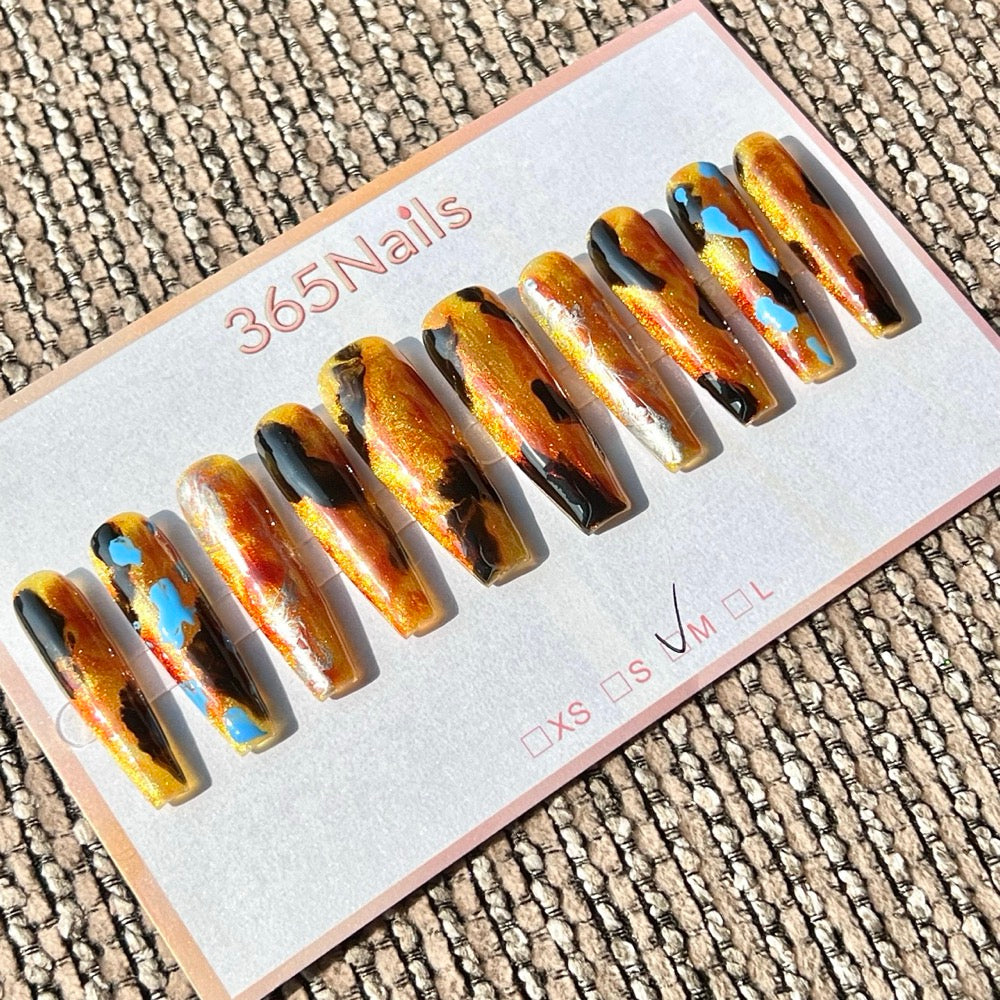 365nails: "Amber Tortoise" – Coffin Handmade Press-On Nails