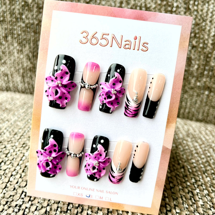 Gothic Bloom: "Purple Lily" – Long Coffin Press-on Nails