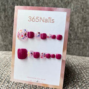 365nails: "berry colorblock glitter" – handmade press-on pedicure