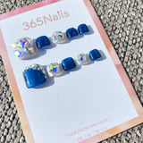 365nails: "sapphire blue gem" – handmade press-on toenails / pedicure