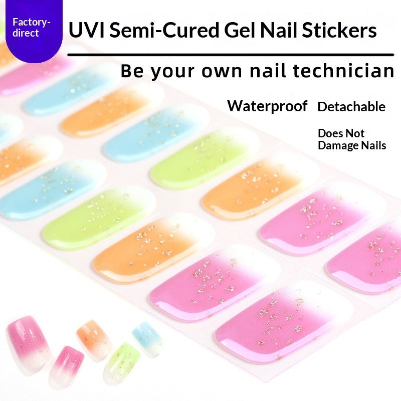 Semi-Cured Gel Nail Strips Floral Star Heart Cow-Print Mix Design (MOQ=3)