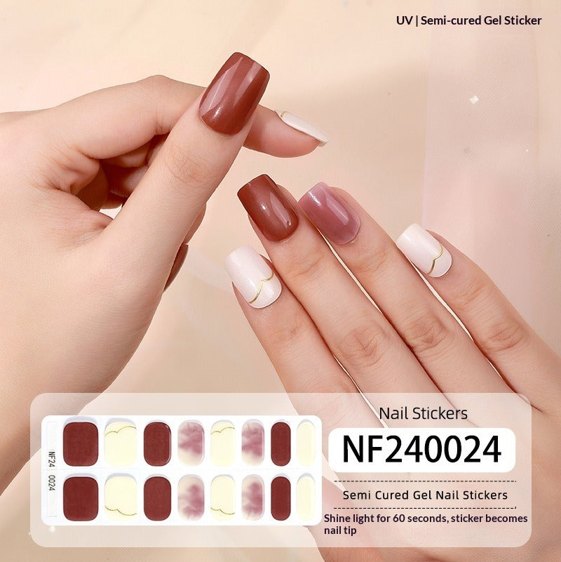 Semi-Cured Gel Nail Strips 3D Foil Gold Glossy Design (MOQ=3)