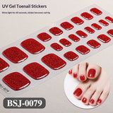 Semi-Cured Gel Nail Strips Toe Nails Pure Color Mismatch Glitter Glossy Set (MOQ=3)