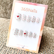 365nails: "愛心圓點" – 手繪愛心 短款方形穿戴甲