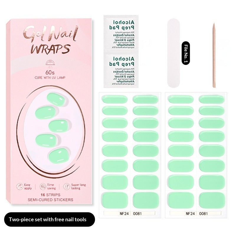 Semi-Cured Gel Nail Strips Pure Solid Glitter Glossy Design (MOQ=3)