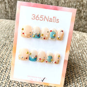 365nails: "Sussurro do Oceano" – Unhas Amêndoas Artesanais 3D com Conchas e Pérolas