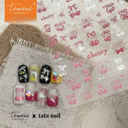 nail stickers Cherry & Bow Nail Stickers – 5D Embossed Sweet Cherry Set