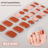 Semi-Cured Gel Nail Strips Toe Nails Pure Color Glitter Glossy Set (MOQ=3)