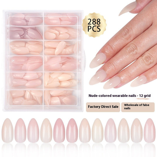 Nail Tips press on nails solid color 12 palace grid fuel injection simple high sense removable prefabricated nail art piece fake nail wholesale