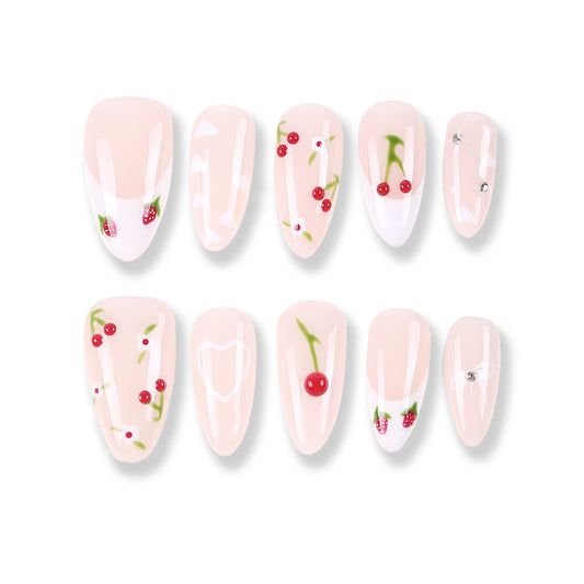 365Nails Cherry Blush French Almond Tips