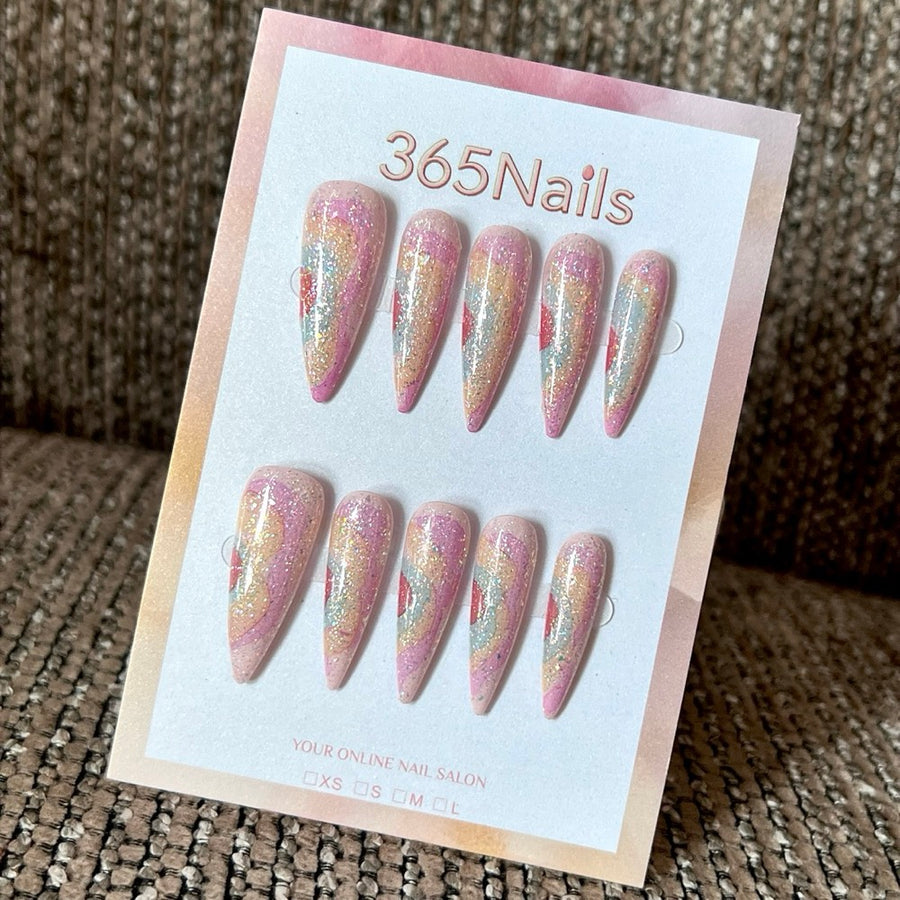 Prism Blush - Pink Iridescent Pointed Press-On Nails