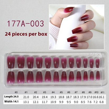French press on nails 24 pieces Boxed detachable finished product Wearable prefabricated fake nail patch Solid color manicure