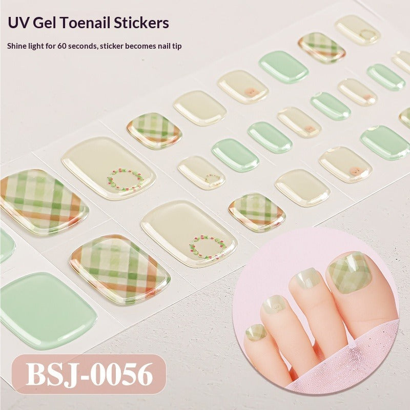 Semi-Cured Gel Nail Strips Fresh Floral 3D Foil Glossy Design (MOQ=3)
