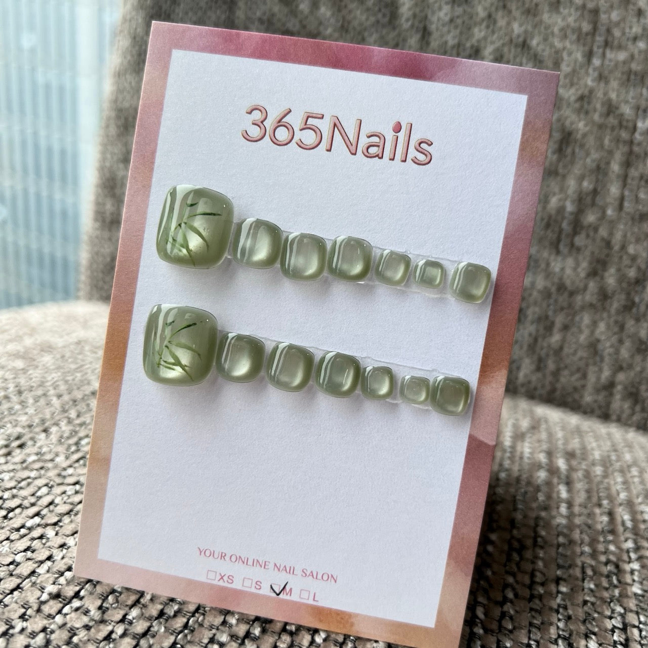 365nails: "ink wash jade pattern" – handmade press-on pedicure