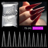 Nail Tips long-pointed semi-sticker nail piece,  triangular pointed transparent fake nail patch French pointed nail piece