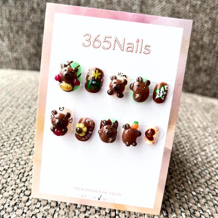 365nails: "Festive Friends" – 3D Cartoon Animal Short Square Nails