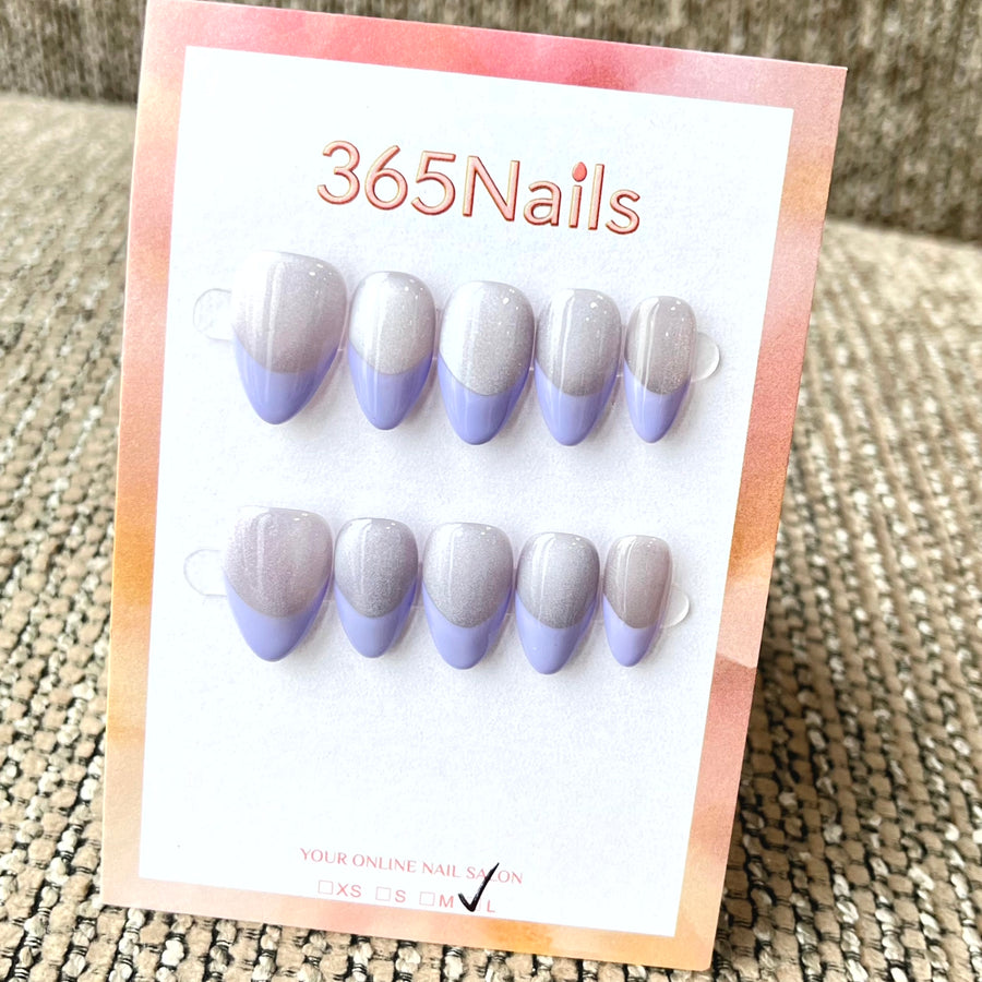 365nails: "Twilight Haze" – Modern French Tip Handmade Short Nails