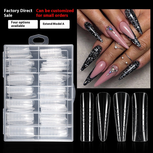 Nail Tips New Nail Art Mold 140 Pieces Boxed Transparent Rapid Phototherapy Extension Nail Fit Thin Crystal Extension Scale Nail