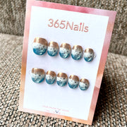365nails: "Gilded Tides" – 3D 워터 리플 수제 숏 스퀘어형 네일