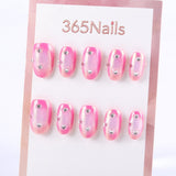 Pink Chrome Press-On Nails with Silver Studs