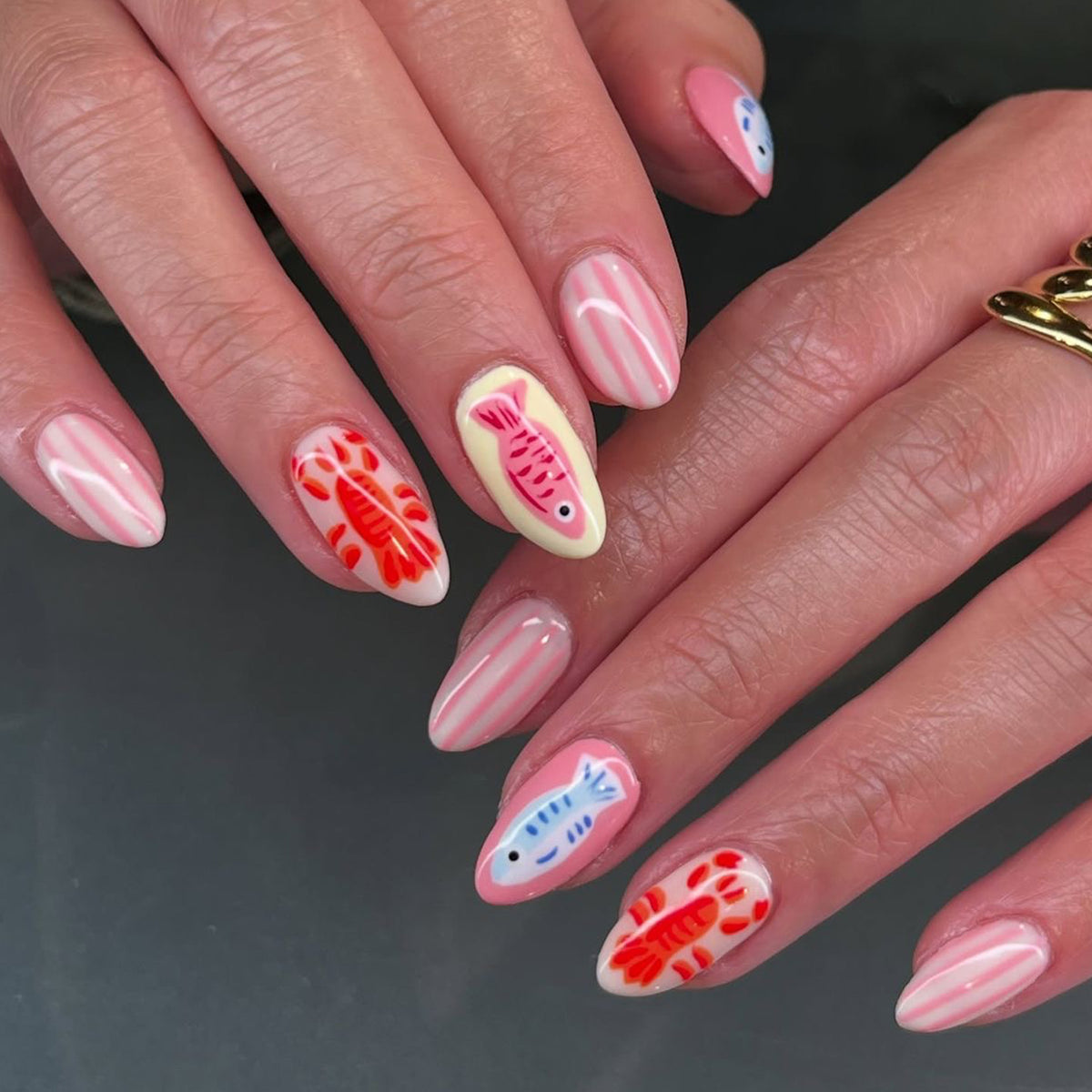 French Animal Print Glossy Brown Almond Short Press On Nails – Design 39