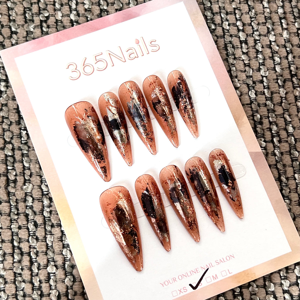 Tiger Amber - Brown Copper Cat Eye Press-On Nails