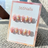 Sweet & Dopamine: "Spring Tweed Garden" – Jelly Nude Pink, 3D Pastel Flowers, Fuzzy Tweed Lines & Moon Press-on Nails