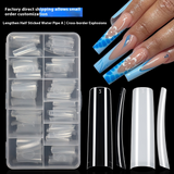 Nail Tips Nail  lengthened French 550 pieces boxed square transparent semi-sticker high-arc flat head water pipe nail fake nail