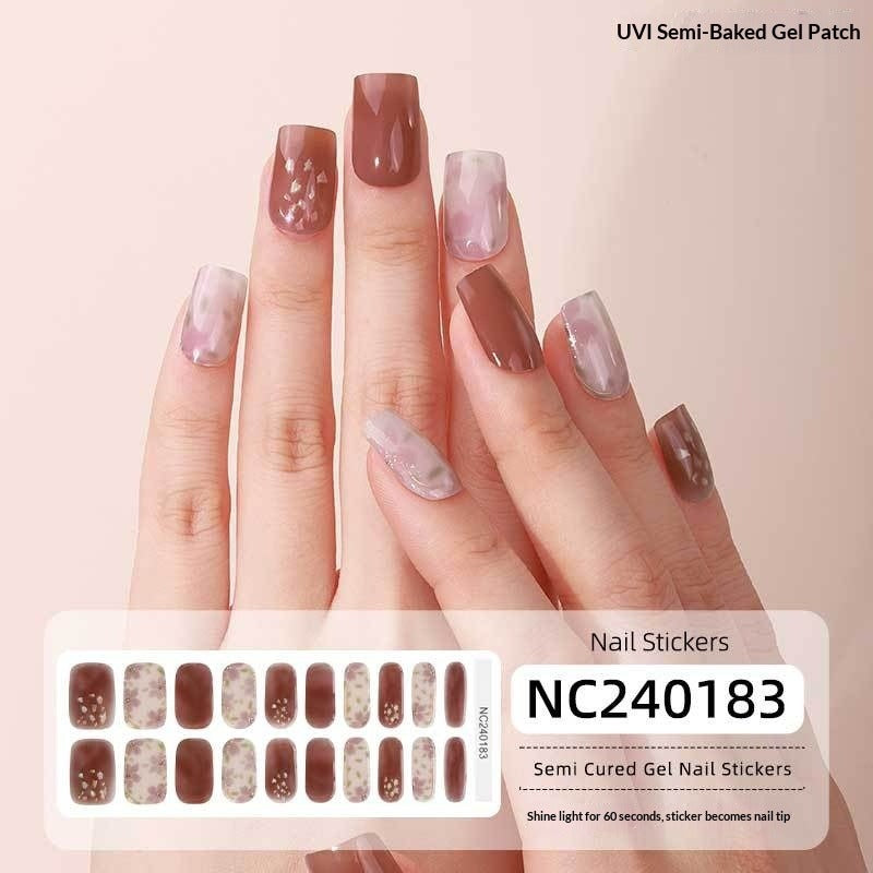 Semi-Cured Gel Nail Strips Foil Laser Gold Shimmer Glossy Set (MOQ=3)
