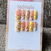Pastel Swirl Star 3D Charm Press-On Nails