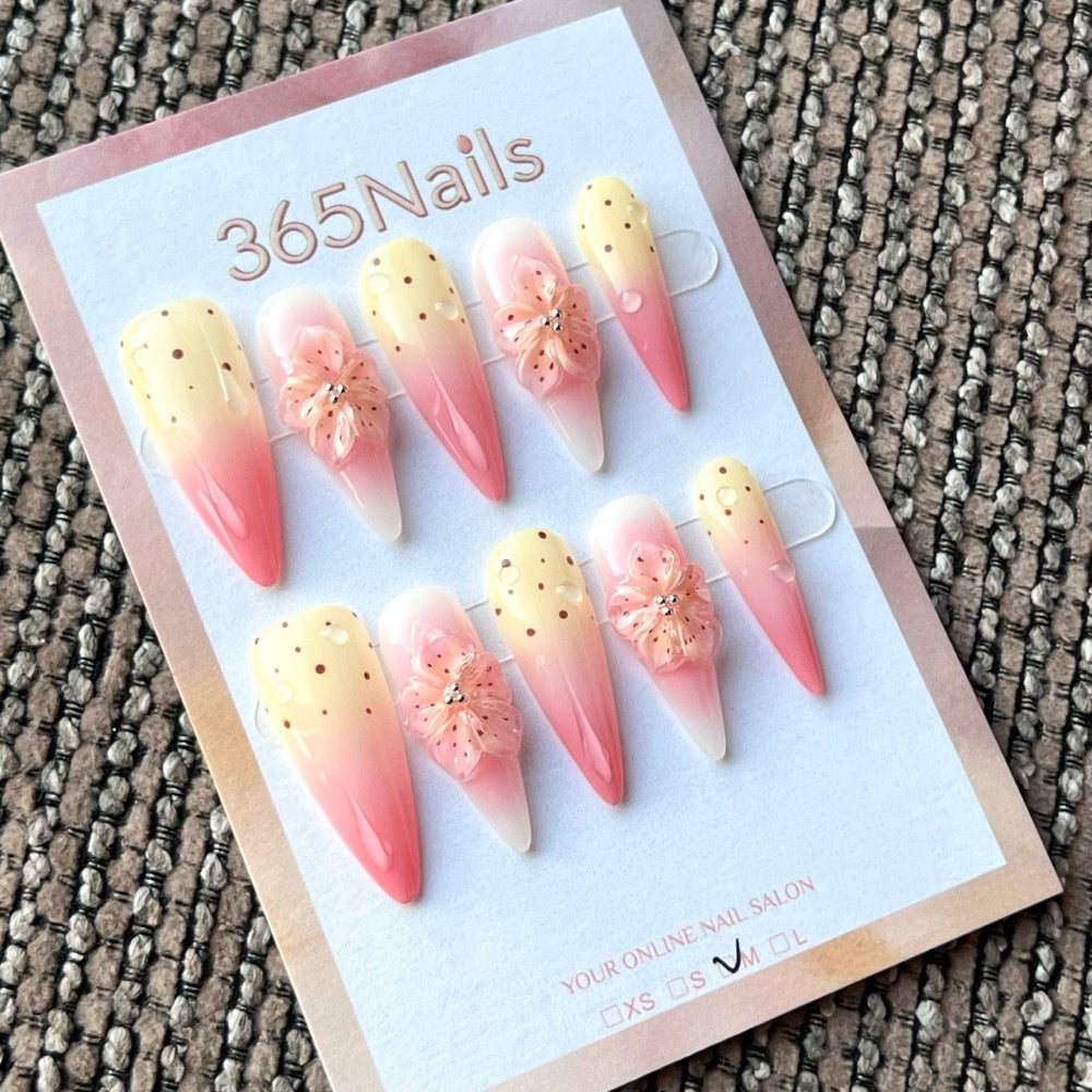 Peach Star Sprinkle - Pastel Star Press-On Nails
