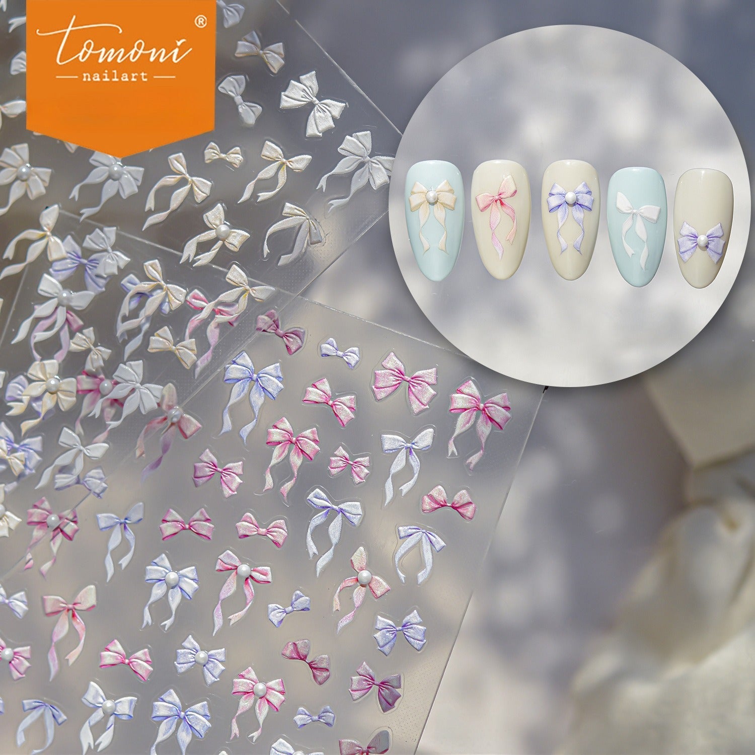 Pastel Crystal Bow – 5D Embossed Sweet Accent Set