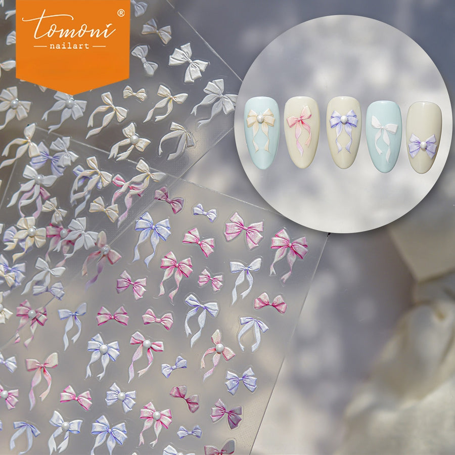 Pastel Crystal Bow – 5D Embossed Sweet Accent Set
