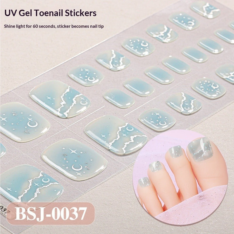 Semi-Cured Gel Nail Strips Gradient Bloom 3D Foil Toe Design (MOQ=3)