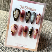 Burgundy Leopard Pearl - Wine Animal Print Press-On Nails