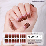 Semi-Cured Gel Nail Strips French Gradient Glitter Bow Glossy Design (MOQ=3)