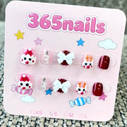 365nails: "Sweet Petals" – 3D Character & Bow Handmade Short Square Nails