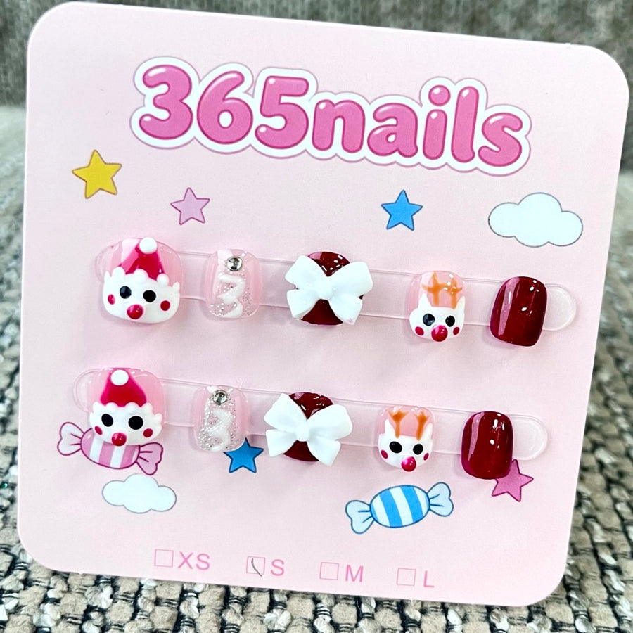 365nails: "Sweet Petals" – 3D Character & Bow Handmade Short Square Nails