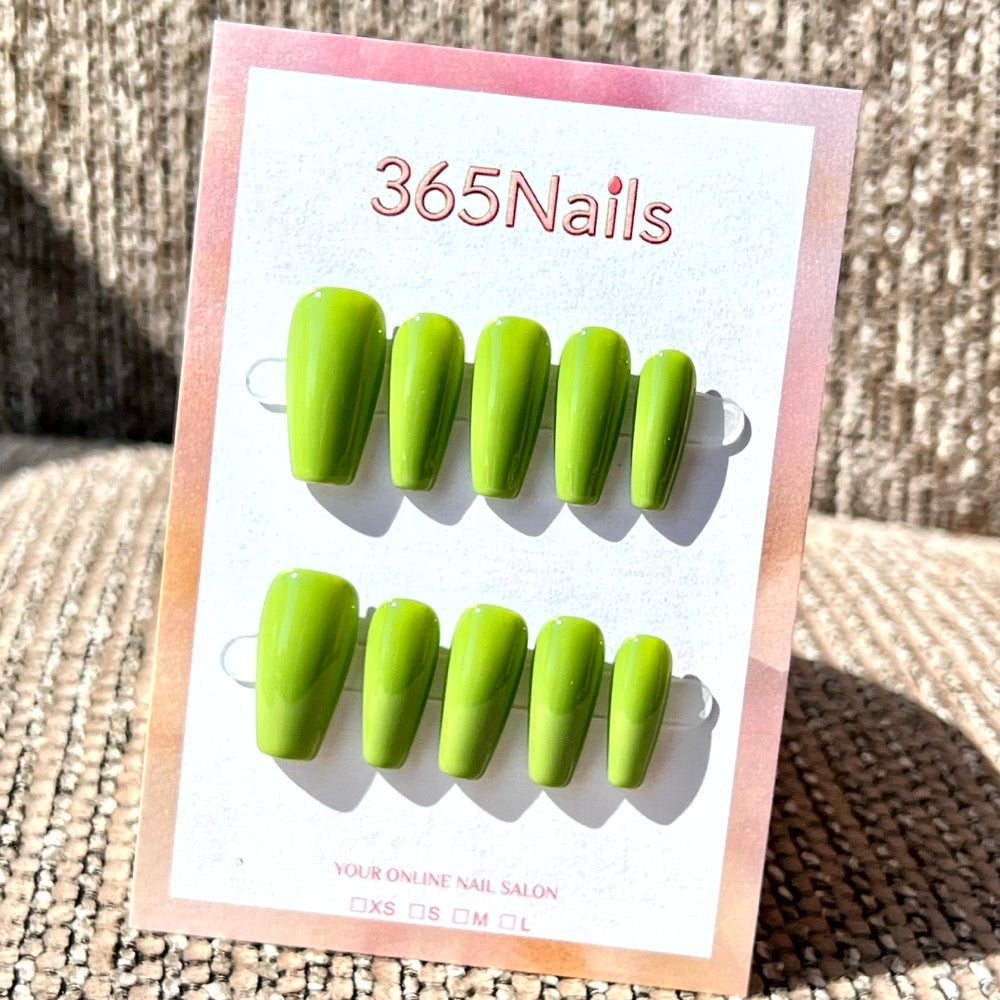 "Stylish Medium Coffin" - Solid Color Handmade Nails (20 Colors Available)