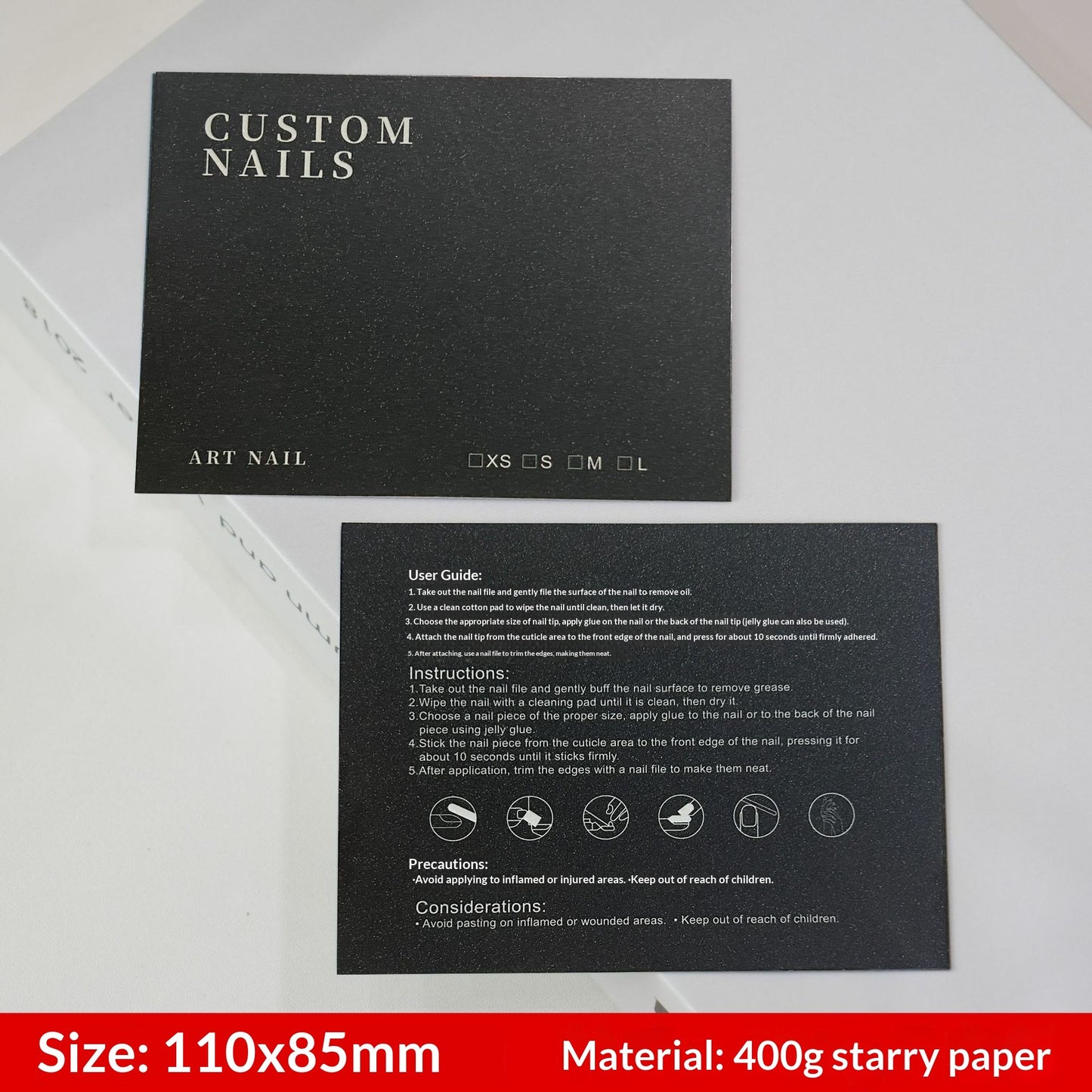 Galaxy Black Display Cards for Press On Nail Collections (MOQ=50)