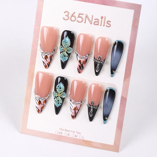 365Nails Noir Butterfly Leopard Mix Press-On Nails