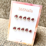 365nails: 루비 벨벳 리본 – 3D 입체 수제 숏 스퀘어형 네일