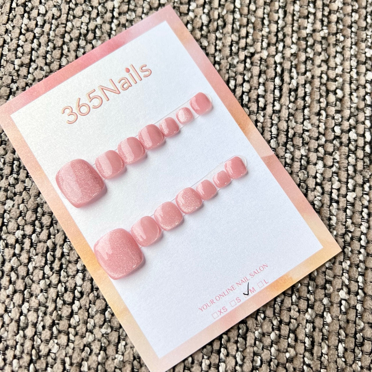 365nails: "rose gold fine shimmer" – handmade press-on pedicure