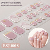 Semi-Cured Gel Nail Strips Toe Nails French Style Soft Pink Glossy Set (MOQ=3)