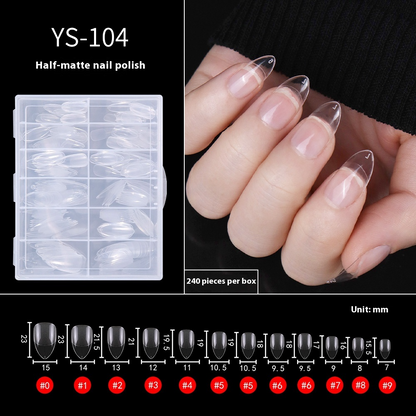 Nail Tips Transparent semi-matte nail art, special nail piece for press on nails piece, no trace 240 pieces, broken piece box, full sticker, matte fake nail.