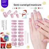 Semi-Cured Gel Nail Strips Christmas Snowflake Festive Glossy Design (MOQ=3)