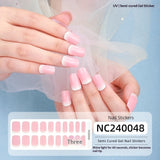 Semi-Cured Gel Nail Strips Sparkle Cat Eye Pearl Glossy Design (MOQ=3)